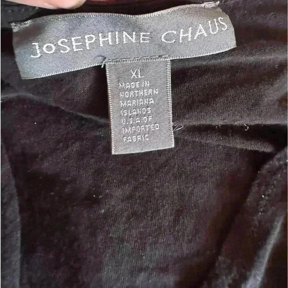 Josephine Chaus XL black surplice short sleeve wrap top. Attached belt . VGUC. - Picture 3 of 8